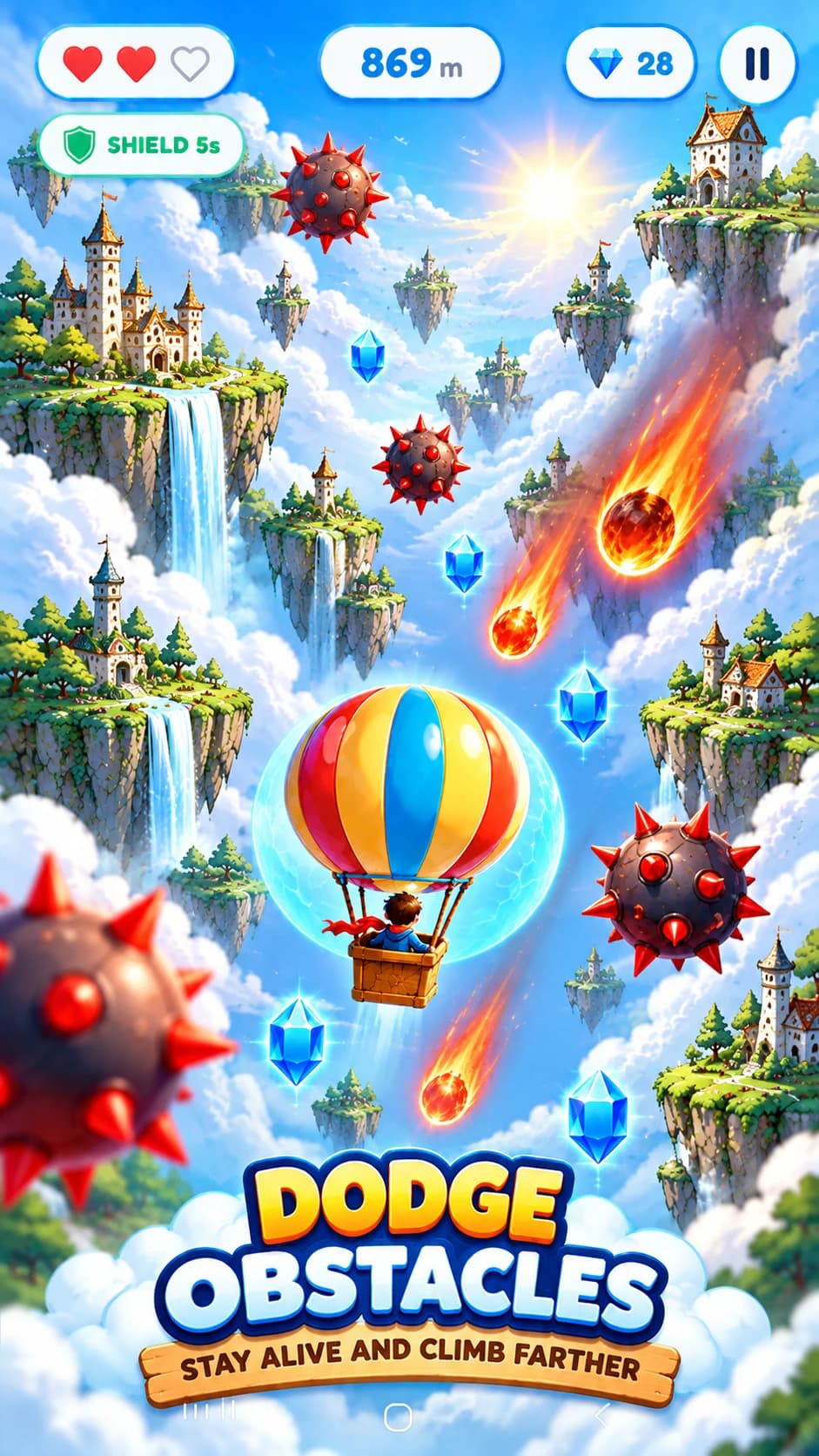 Cloud Climber promotional balloon hangar with different unlockable balloon appearances